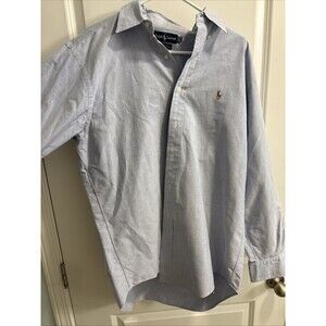 Polo Ralp Lauren Yarmouth 100% Cotton 15 1/2 32 Baby Blue Button Down